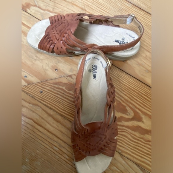Cobbie Cuddlers Sandals Size 8.5W Tan Lifetime Poron 4000 Huaraches - Picture 3 of 7